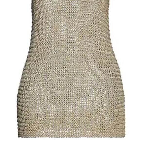 Ralph Lauren Gold Lame Open Hand Knit Mesh Sleeveless Scoop-neck Tank Sweater - Picture 14 of 16